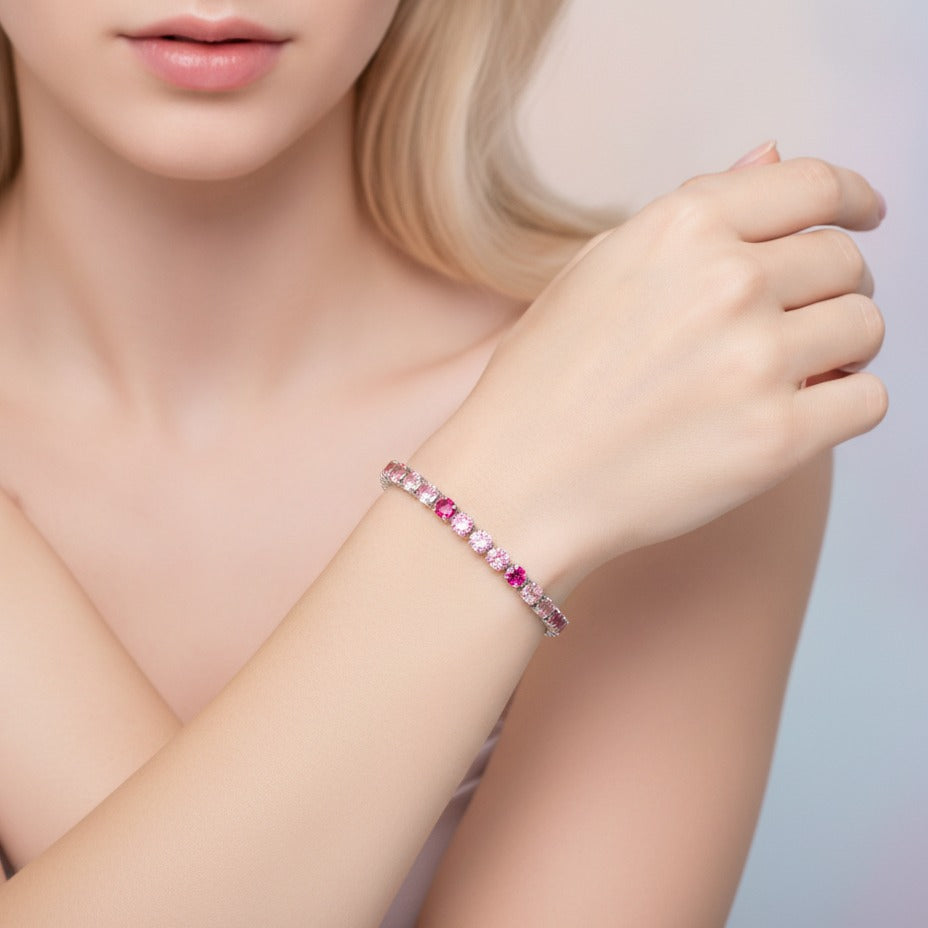 Sparkle Tennis Bracelet - Pink Gradient
