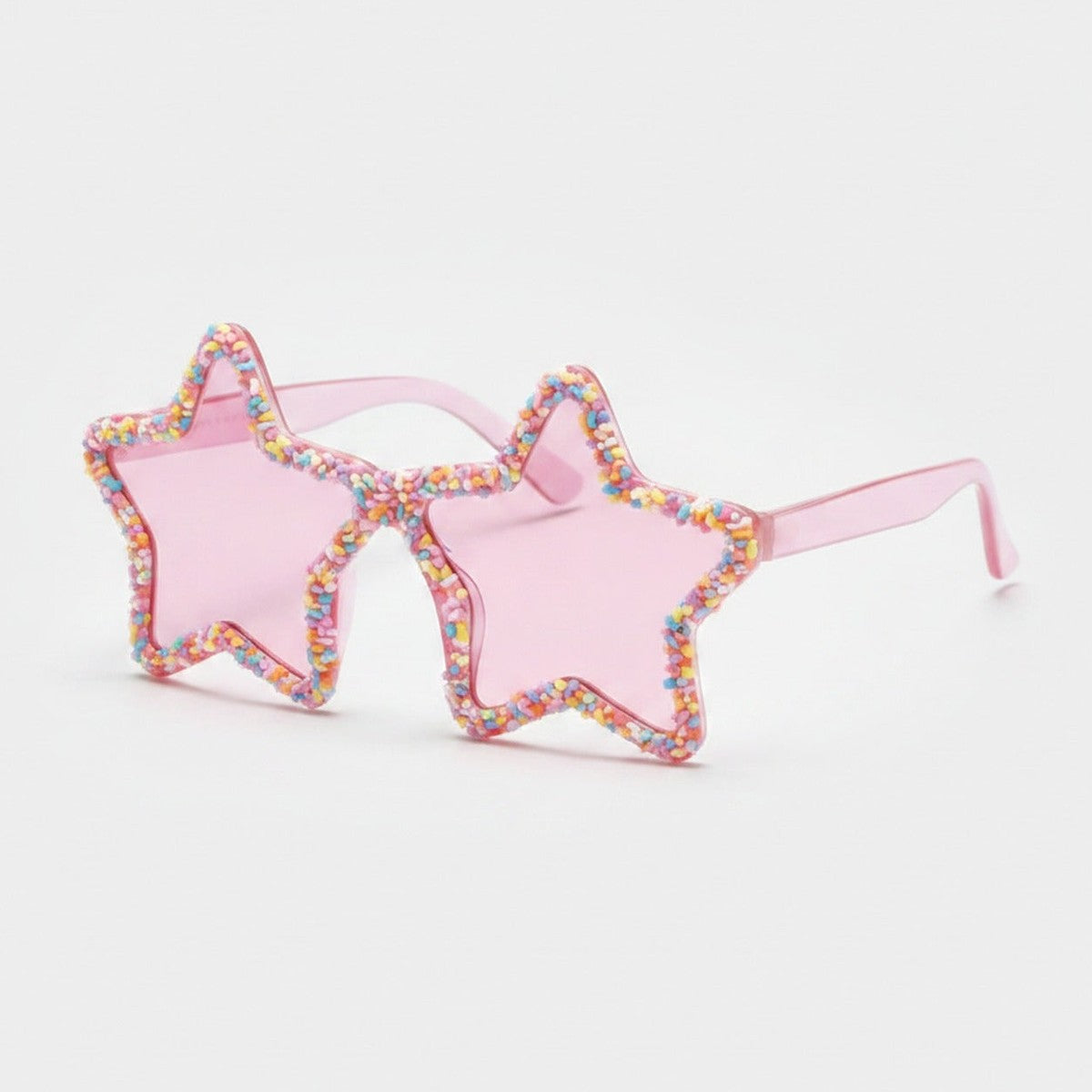 Star Sprinkles Shaped Funky Party Sunglasses - Pink Rainbow Beads – eyewear (view 1)