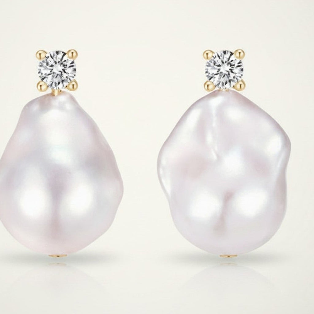 Baroque Pearl and Diamond Drop Earrings – jewelry (view 1)