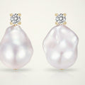 Baroque Pearl and Diamond Drop Earrings – jewelry (view 1)