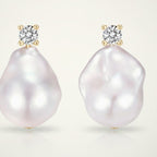 Baroque Pearl and Diamond Drop Earrings – jewelry (view 1)