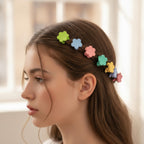Blue Flower Hair Clips Set Mini Flowers