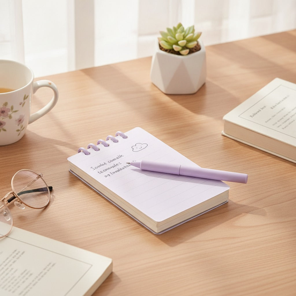 Spiral Lined Mini Notepad - Taro Purple