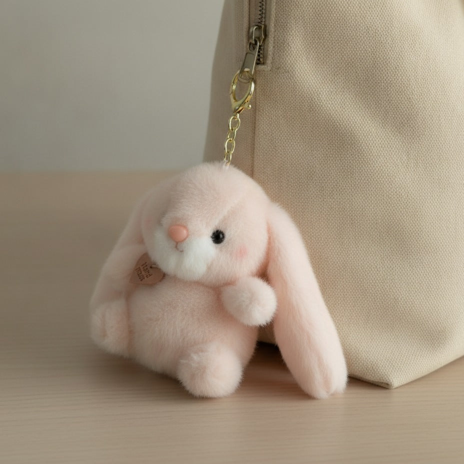 Fluffy Bunny Ears Keychain - Pink
