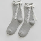 Gray Lace Bow Crew Socks – apparel accessories (view 1)
