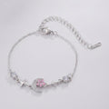 Moon Star Charm Bracelet With Rhinestones - Pink Diamond Star Moon Bracelet Silver E2952 – jewelry (view 1)