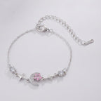 Moon Star Charm Bracelet With Rhinestones - Pink Diamond Star Moon Bracelet Silver E2952 – jewelry (view 1)