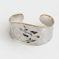Silver Feather Cuff Bracelet With Gold Trim – jewelry (view 1)