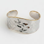 Silver Feather Cuff Bracelet With Gold Trim – jewelry (view 1)