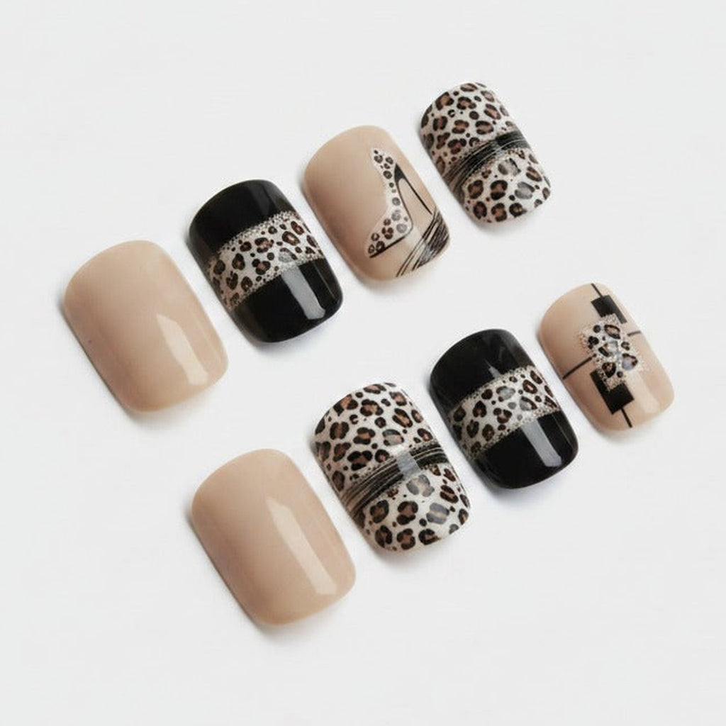 Leopard & Nude Press-On Nail Set