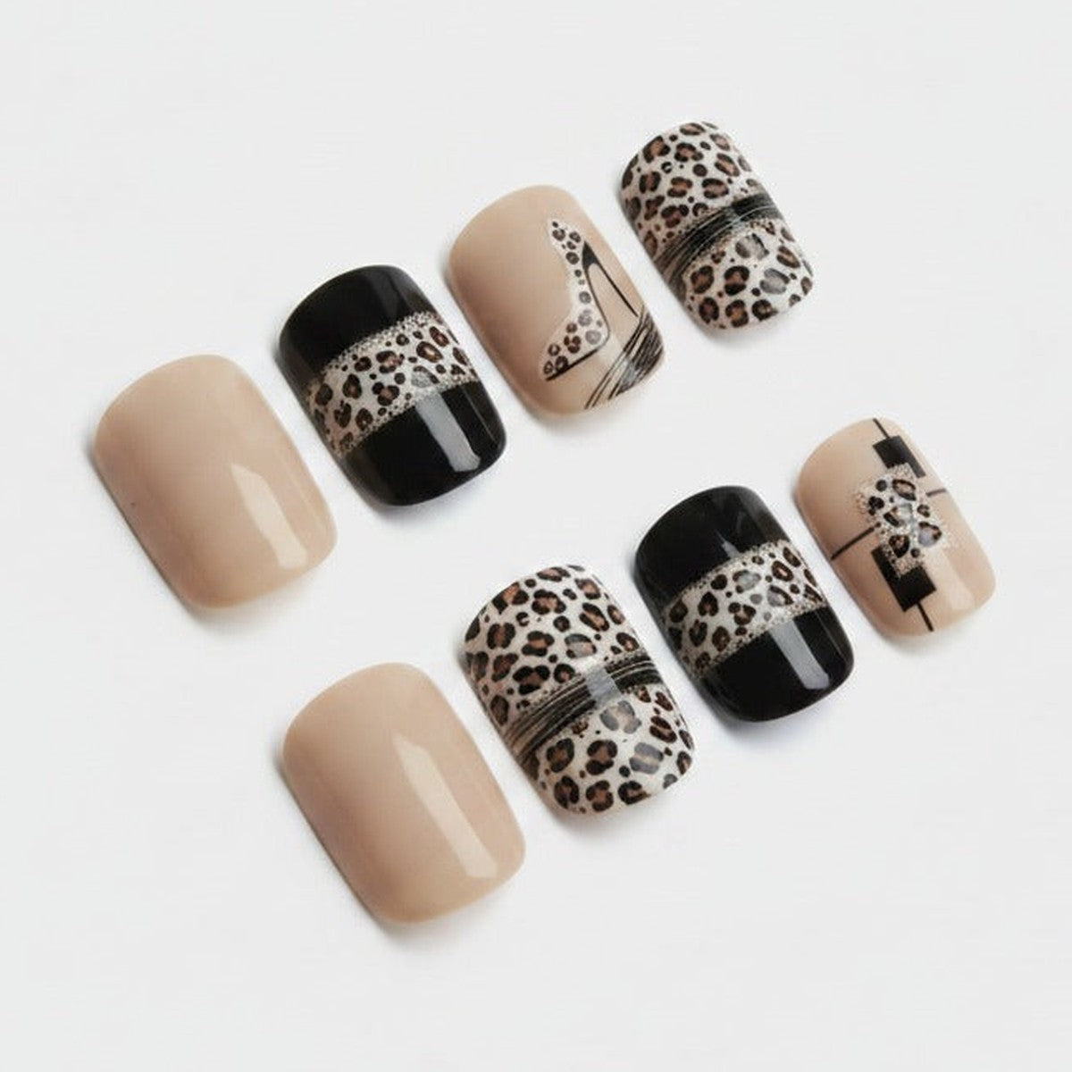 Leopard & Nude Press-On Nail Set