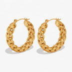 Twisted Chunky Hoop Earrings - Gold