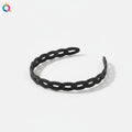 Braided Padded Headband with Cutout Details - Matte Chain Headband Black – hair accessories (view 1)
