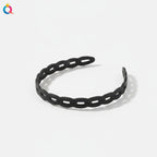 Braided Padded Headband with Cutout Details - Matte Chain Headband Black – hair accessories (view 1)