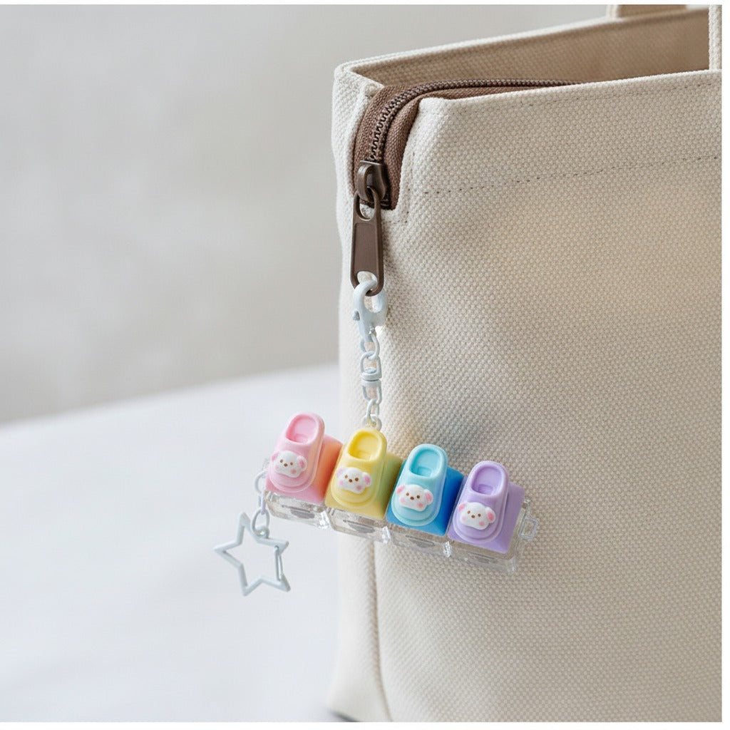 Squishy Slipper Keychain - Pastel Mix