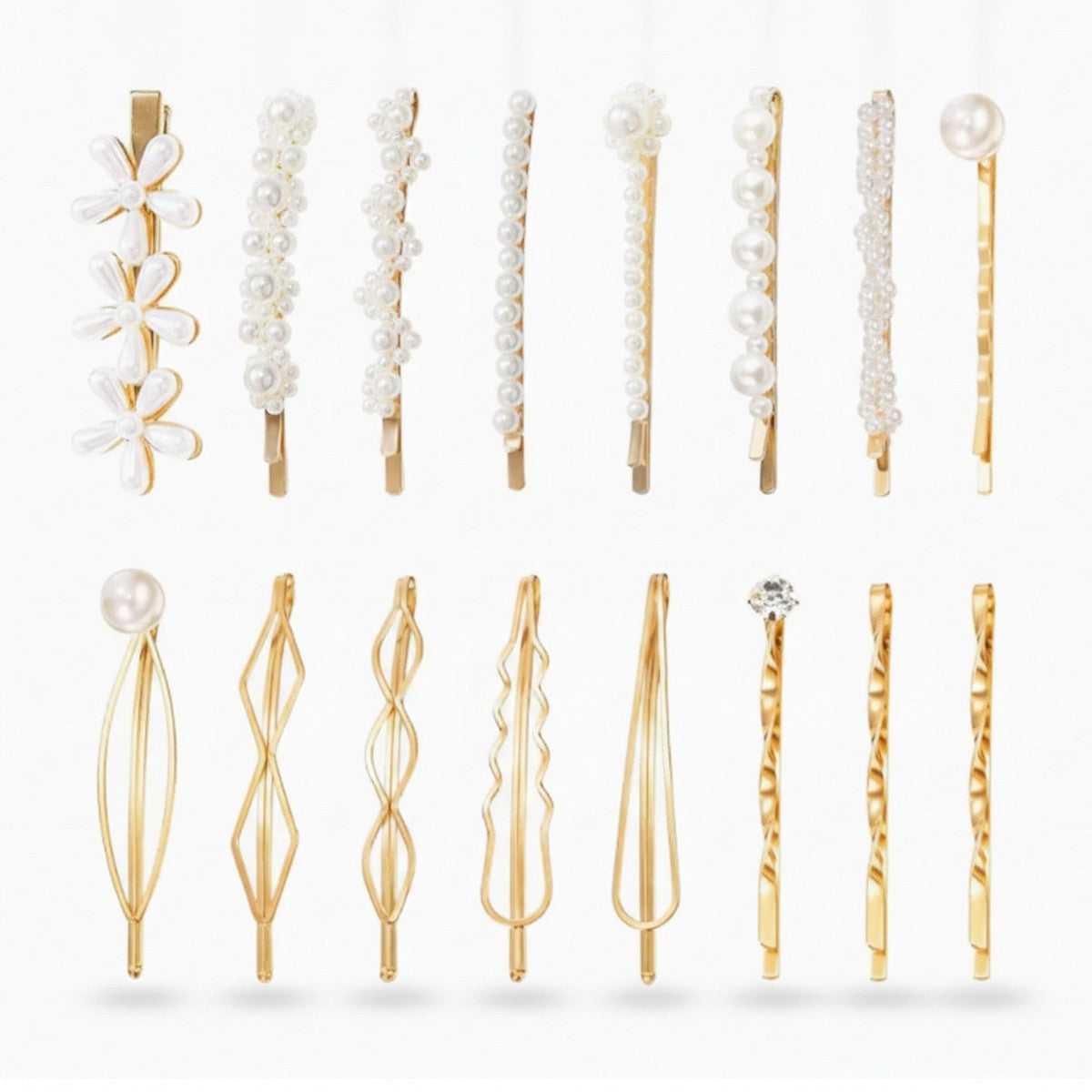 Pearl & Rhinestone Hair Clips Set – hair accessories (view 1)