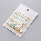 Gold Pearl Starfish Shell Hair Clip Set – hair accessories (view 1)
