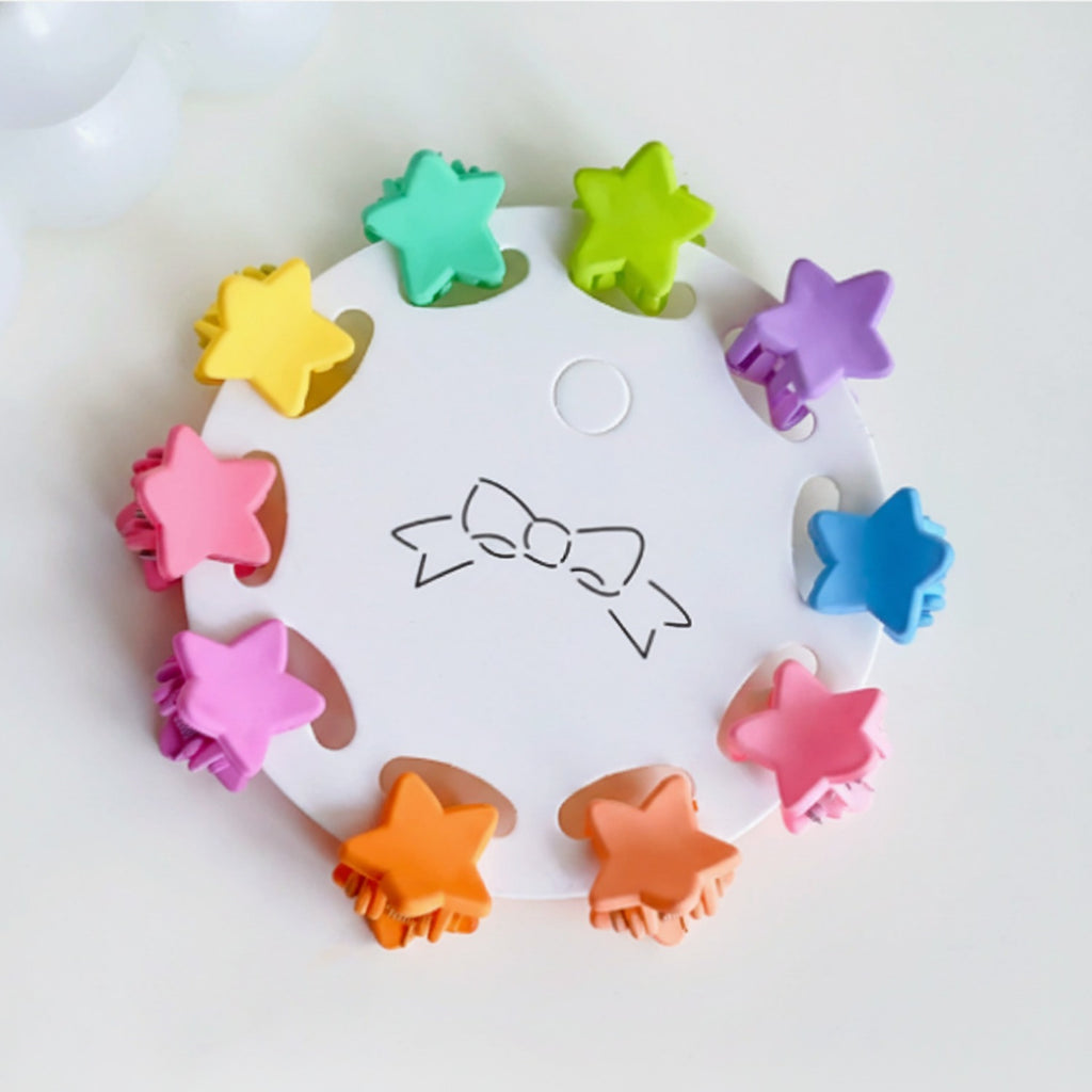 Blue Flower Hair Clips Set Stars