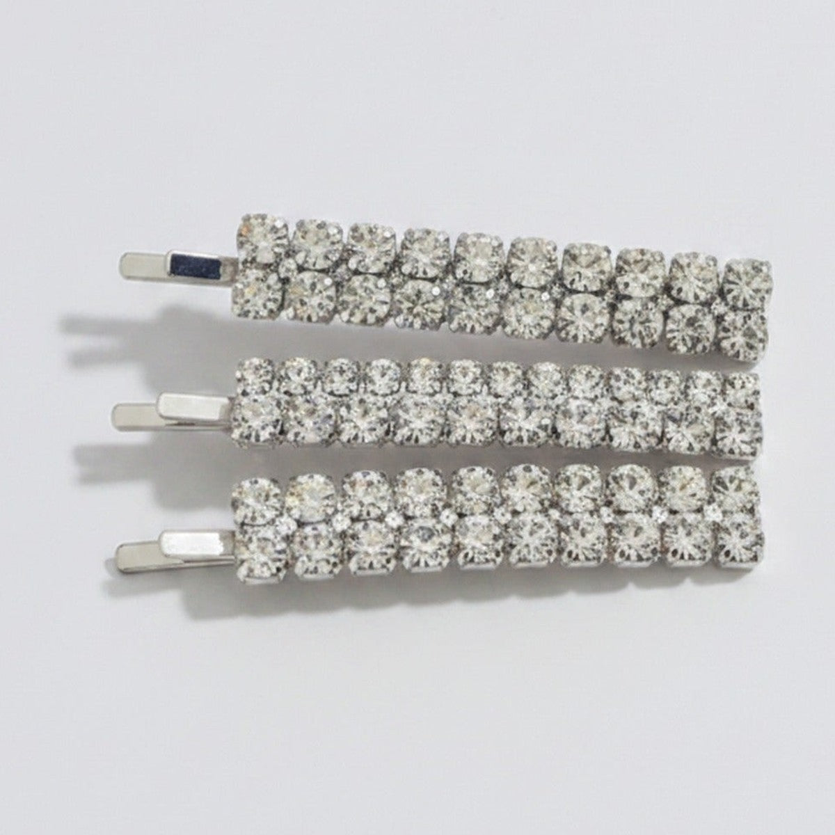 Sparkly Hair Clip Set - Silver Round Crystal – hair accessories (view 1)