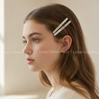 Celine Rectangular Duck Bill Hair Clips Silver