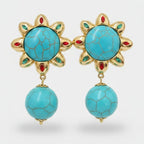 Turquoise Sunburst Drop Earrings Turquoise