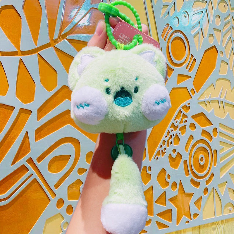 Bell Cat Plush Keychain Cute Bag Charm Gift Toy - Green