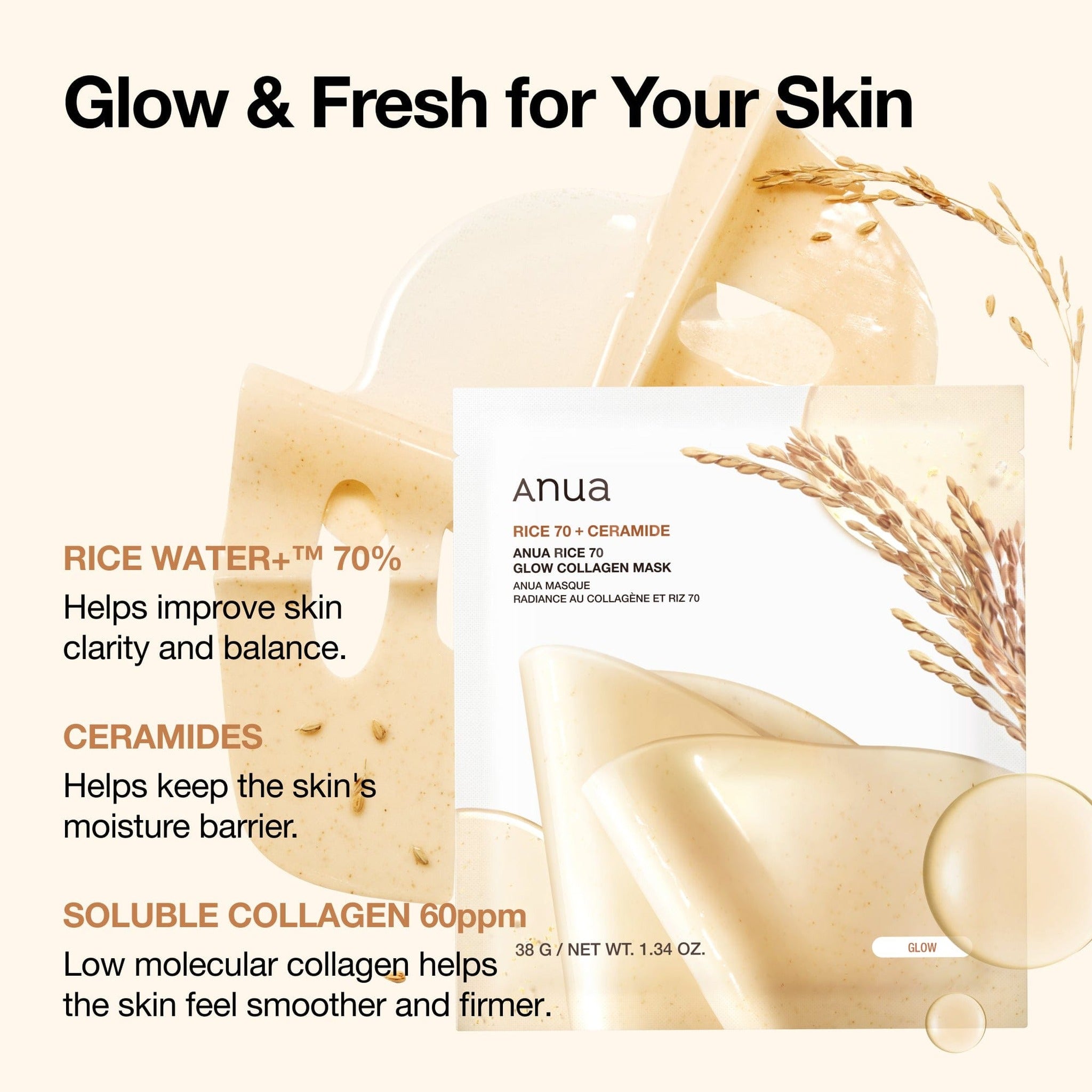 RICE 70 GLOW COLLAGEN MASK - image 3