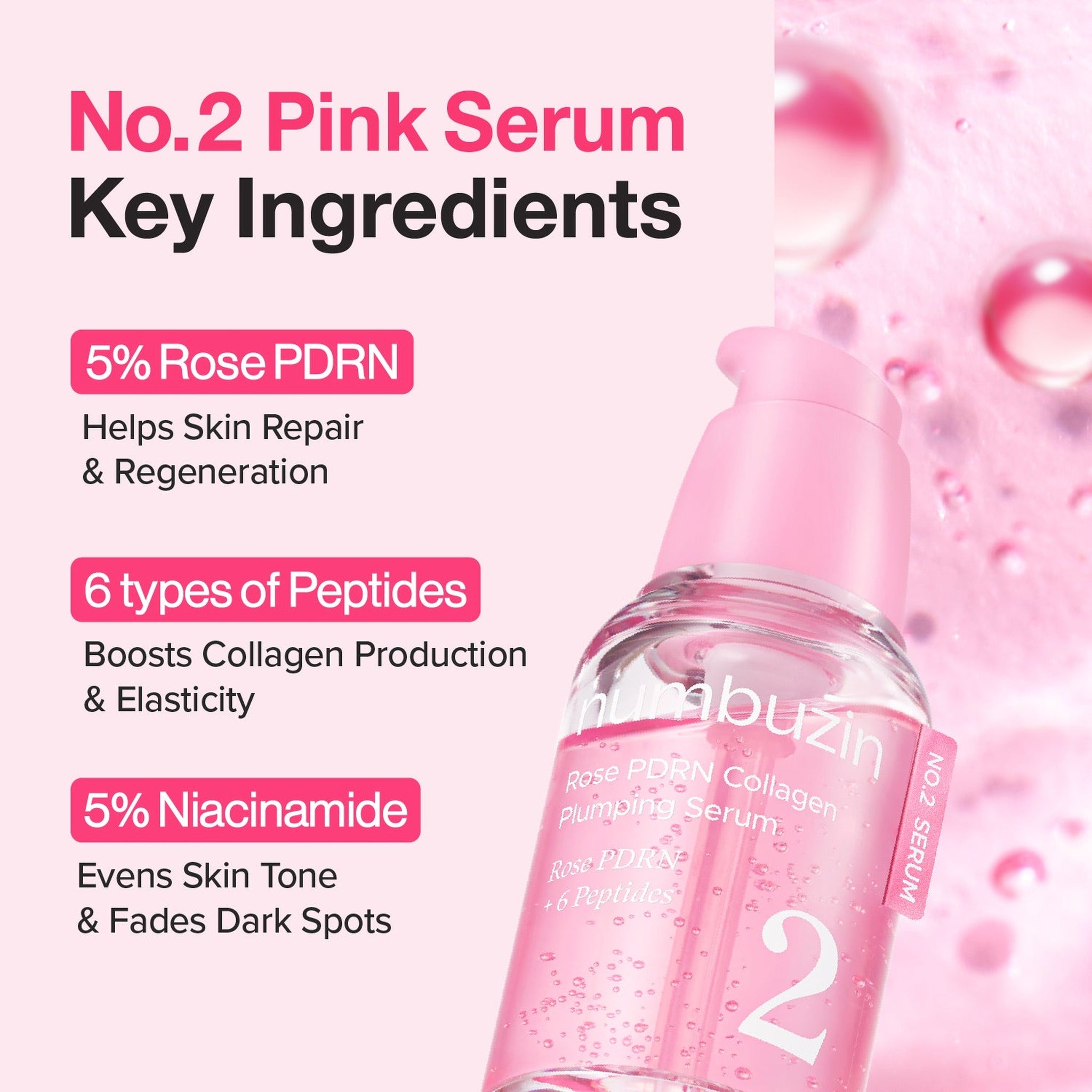 No.2 Rose PDRN Collagen 2X Plumping Serum 30ml - image 4