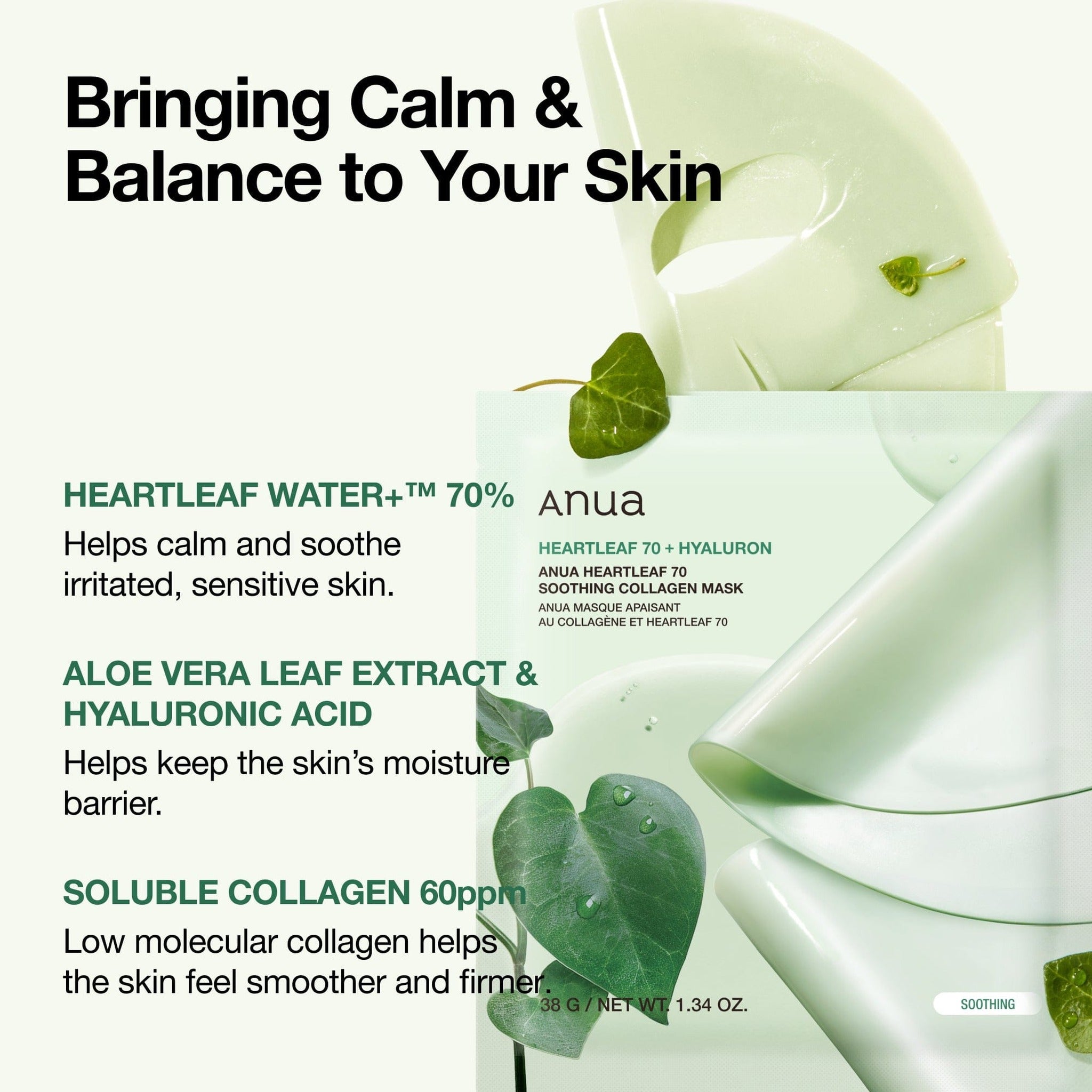 HEARTLEAF 70 SOOTHING COLLAGEN MASK - image 3