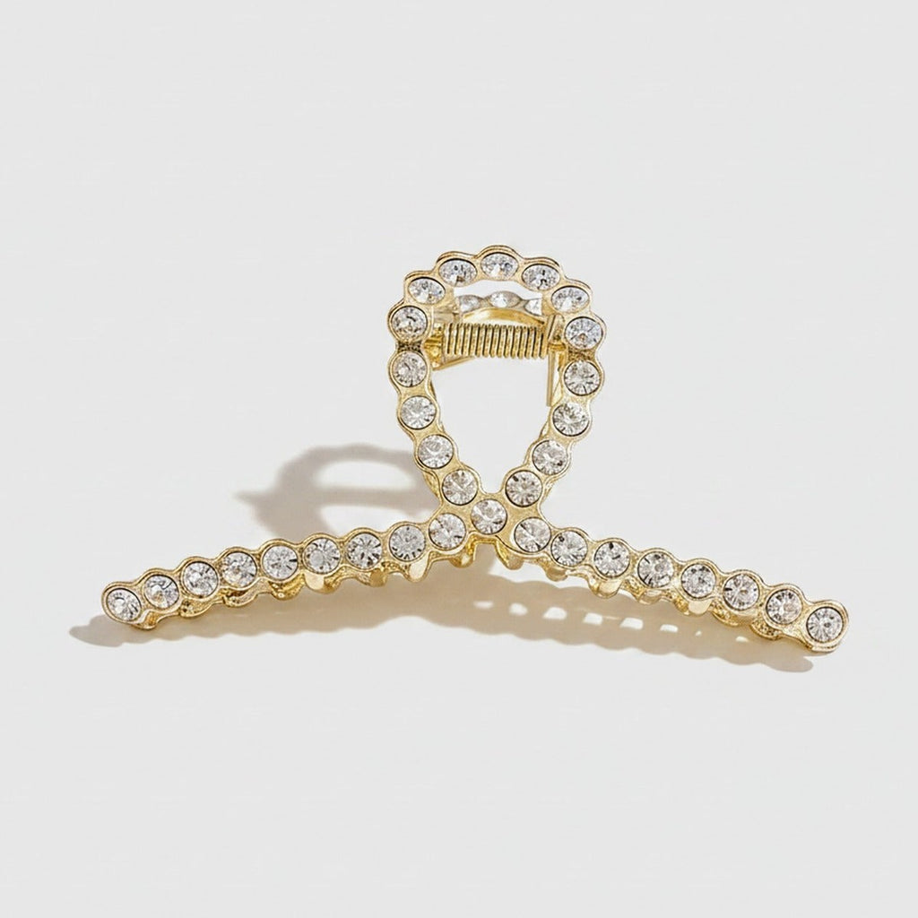 Gold Rhinestone Scalloped Hair Claw Clip – hair accessories (view 1)
