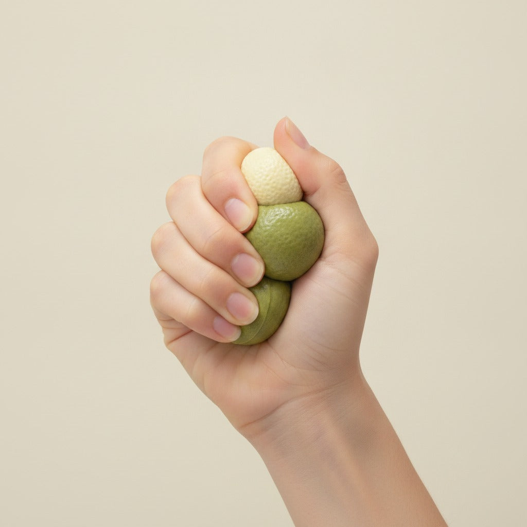 Textured Fruit Novelty Stress Balls - squeeze in hand