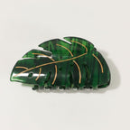 Green Monstera Leaf Hair Claw Clip Gold – hair accessories (view 1)