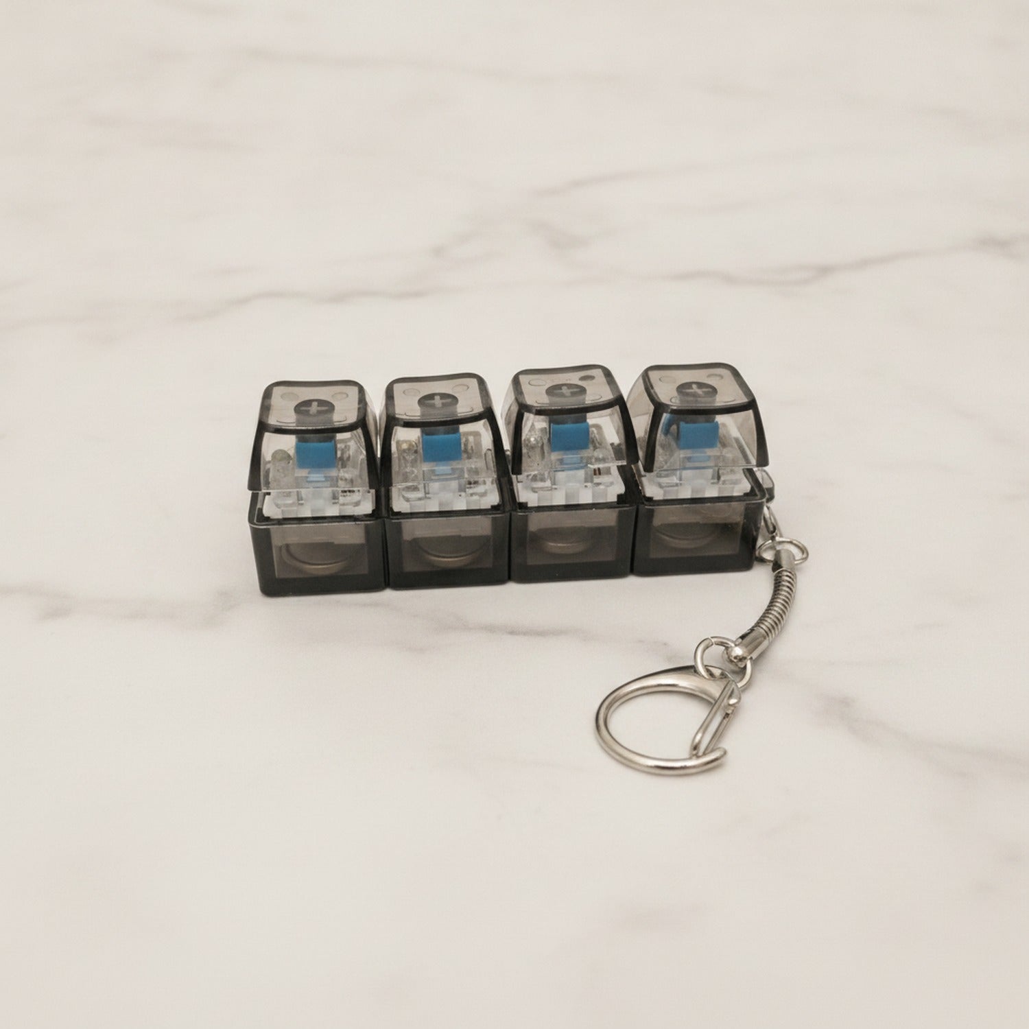 Four-Key Mechanical Switch Keychain - Clear Black