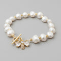 Pearl Beaded Bracelet With Rhinestone Bow Charm – jewelry (view 1)