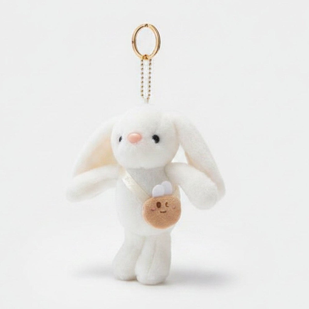 Fluffy Bunny Plush Keychain Bag Charm - White – novelty & toys (view 1)