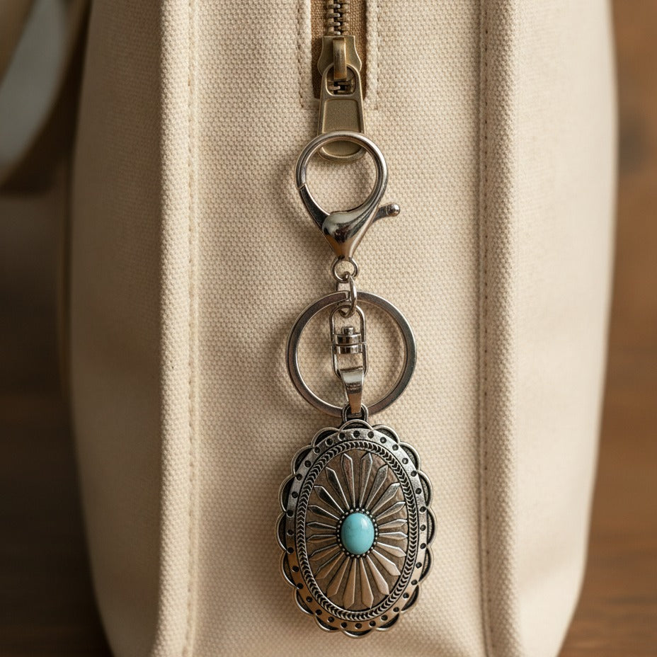 Western Turquoise Flower Keychain - Type 4