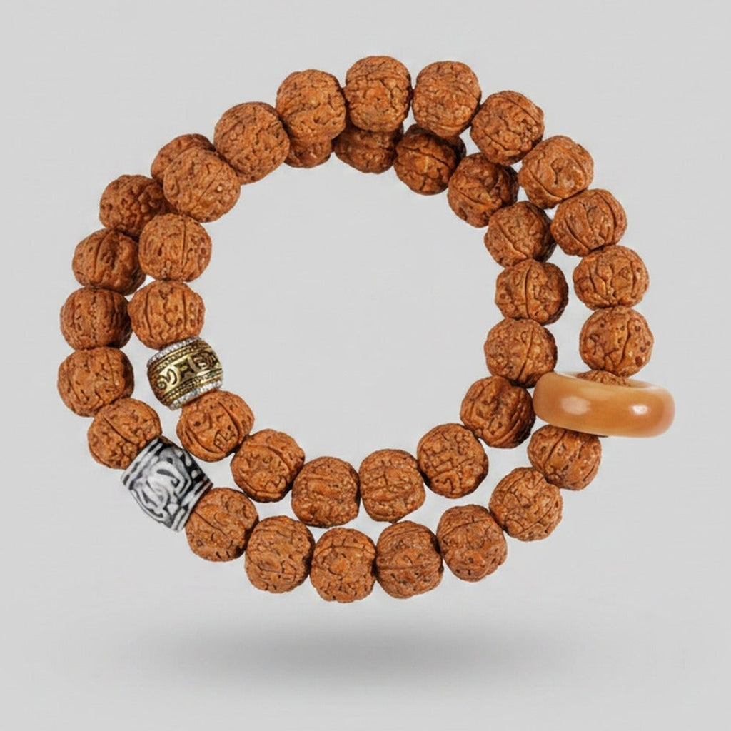 Rudraksha Beaded Bracelet With Gold & Silver Accents – jewelry (view 1)