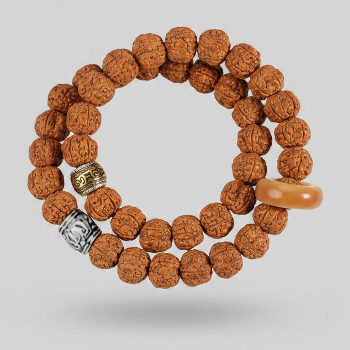 Rudraksha Beaded Bracelet With Gold & Silver Accents – jewelry (view 1)