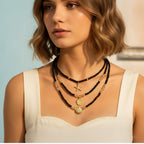 Beaded Ocean Charm Layered Necklace - Type 1