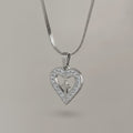 Rhinestone Heart Cross Pendant Necklace - Silver