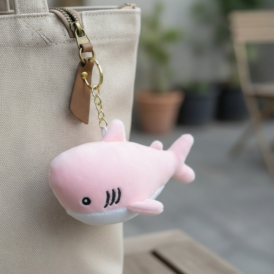 Plush Shark Keychain - Pink