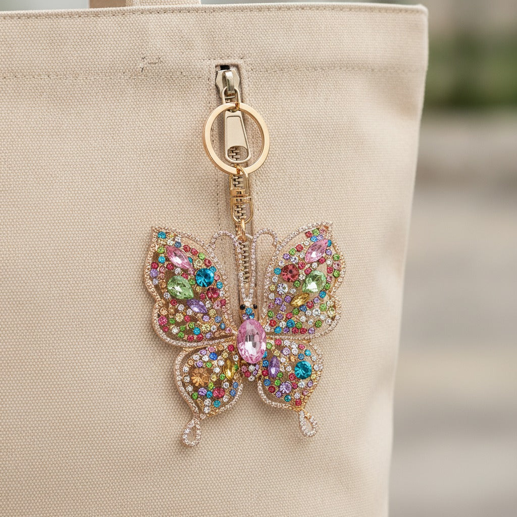 Sparkly Butterfly Keychain - Multicolor