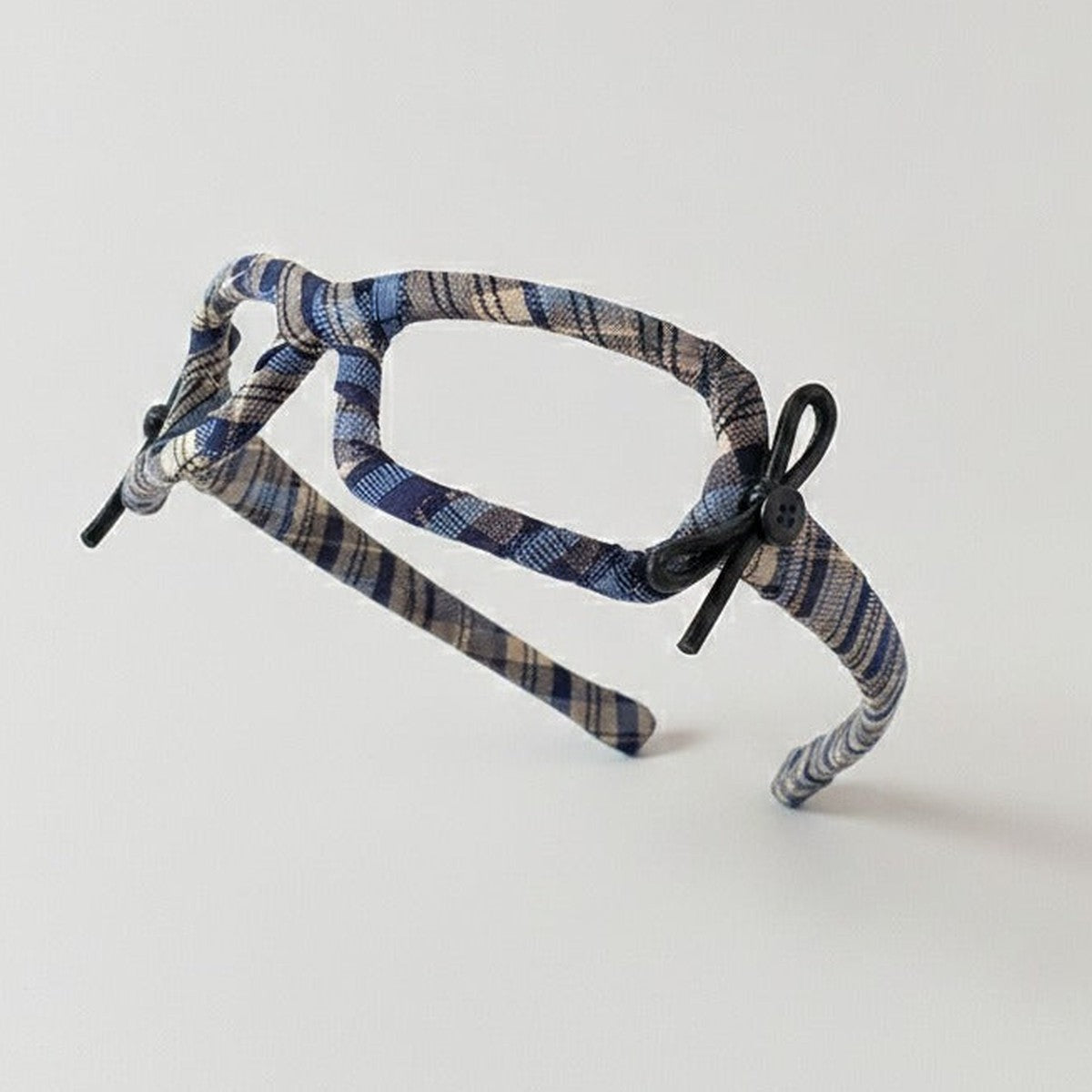 Plaid Padded Headband - Blue Plaid