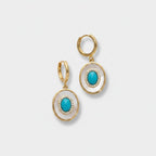 Turquoise & Pearl Drop Earrings Turquoise Huggie