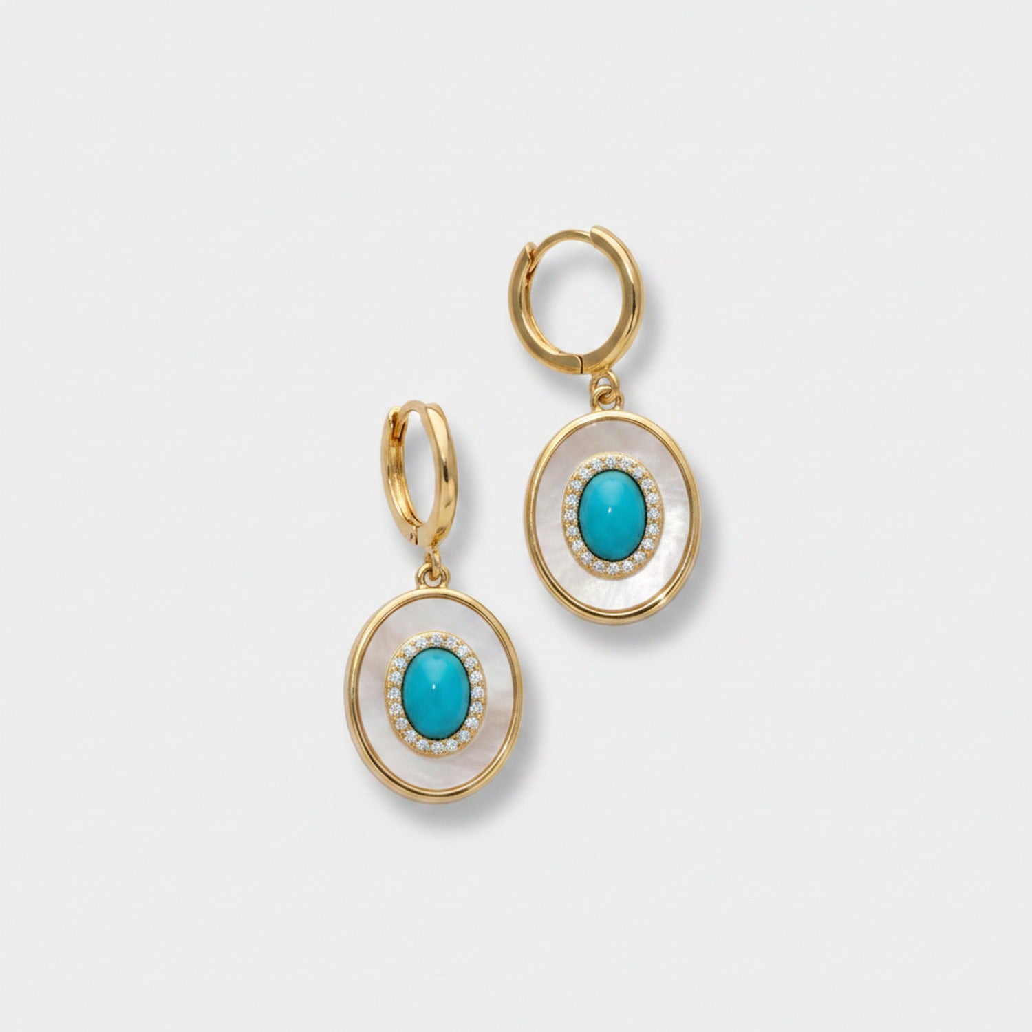 Turquoise & Pearl Drop Earrings Turquoise Huggie