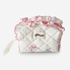 Quilted Butterfly Makeup Bag - White