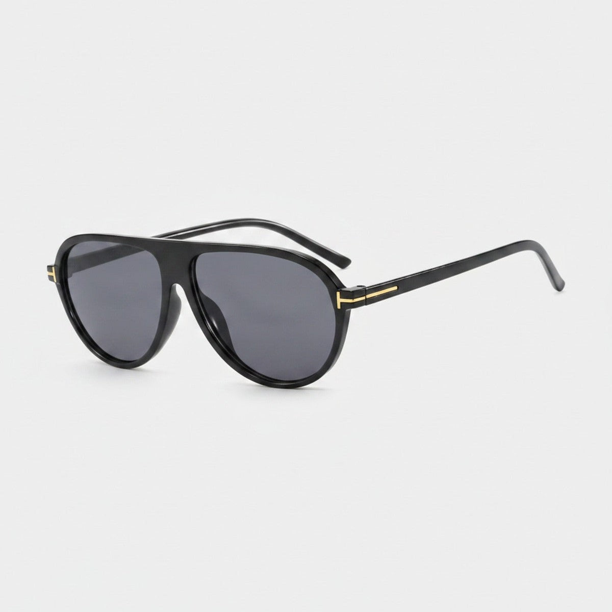 Retro Aviator Sunglasses with Gold Trim Black & Gold