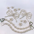 Pearl Bow Shoe Charms DIY Clog Accessories - White