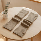 Slouchy Button Crew Socks - Khaki