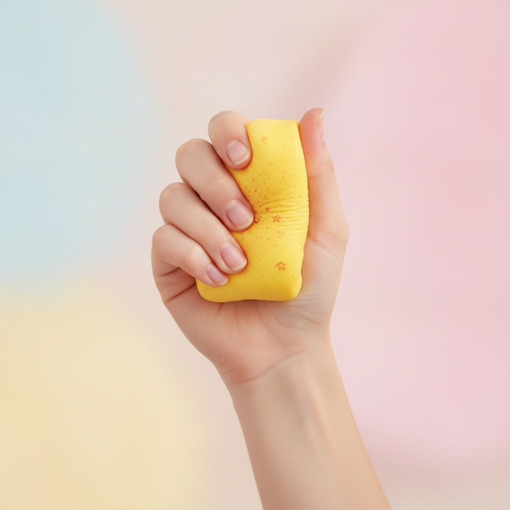 Oversized Toast Squishy - Yellow - squeeze in hand